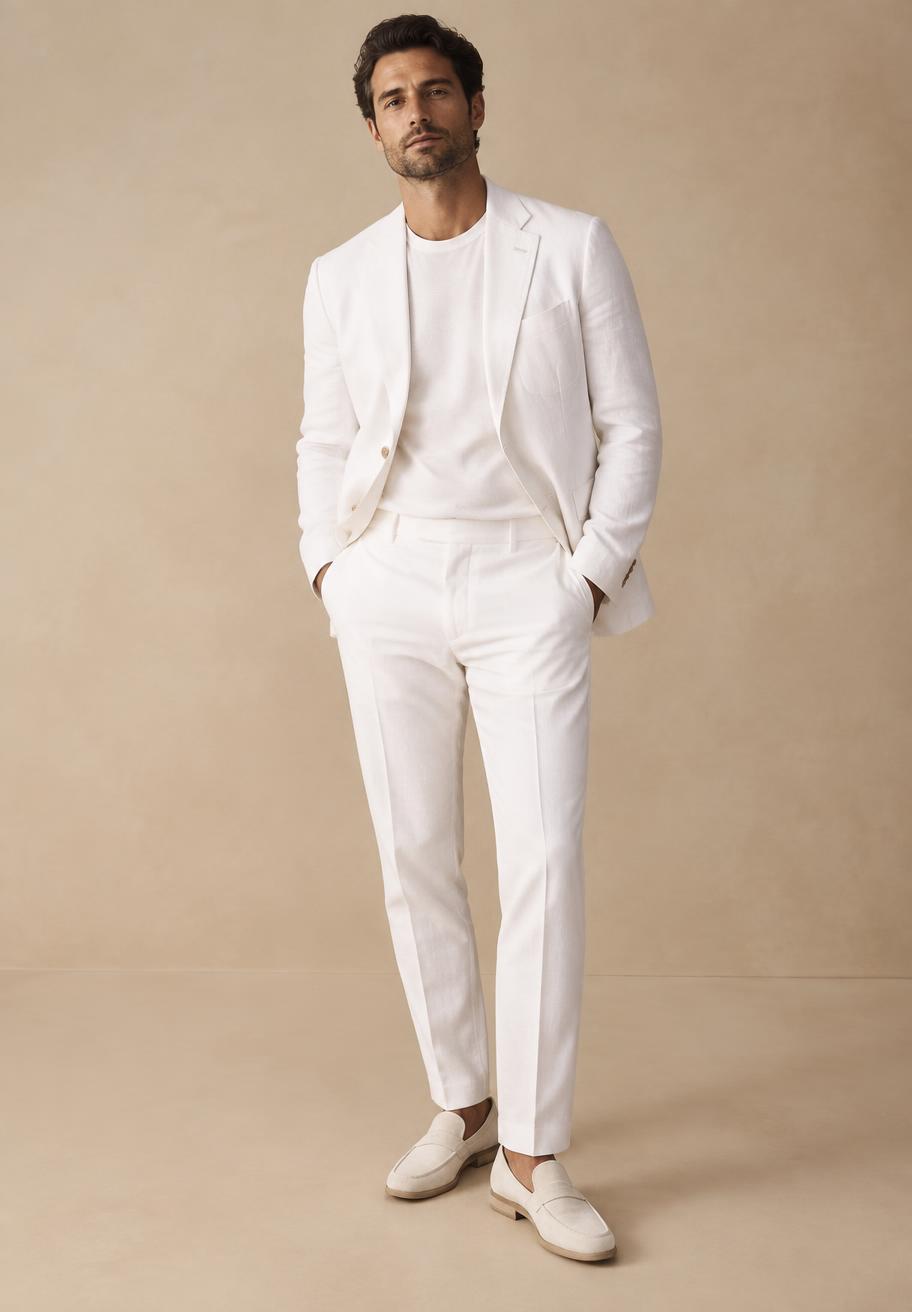 Men's white linen blazer outfit inspiration